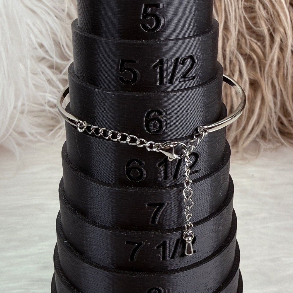 Silvertone Bling Adjustable Chain Bangle Bracelet - image 5